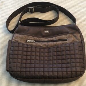 LUG Aerial Quilted Dark Brown Crossbody Shoulder Bag Purse 13 x 10 EUC #1194